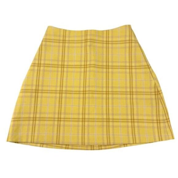 Aritzia Renee Plaid A-Line Mini Skirt Size 00 Yellow - Picture 4 of 7